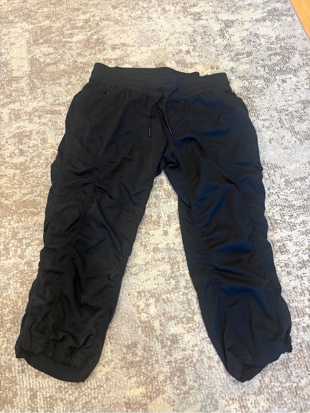 Black Capri Drawstring Athletic Jogger Pants
